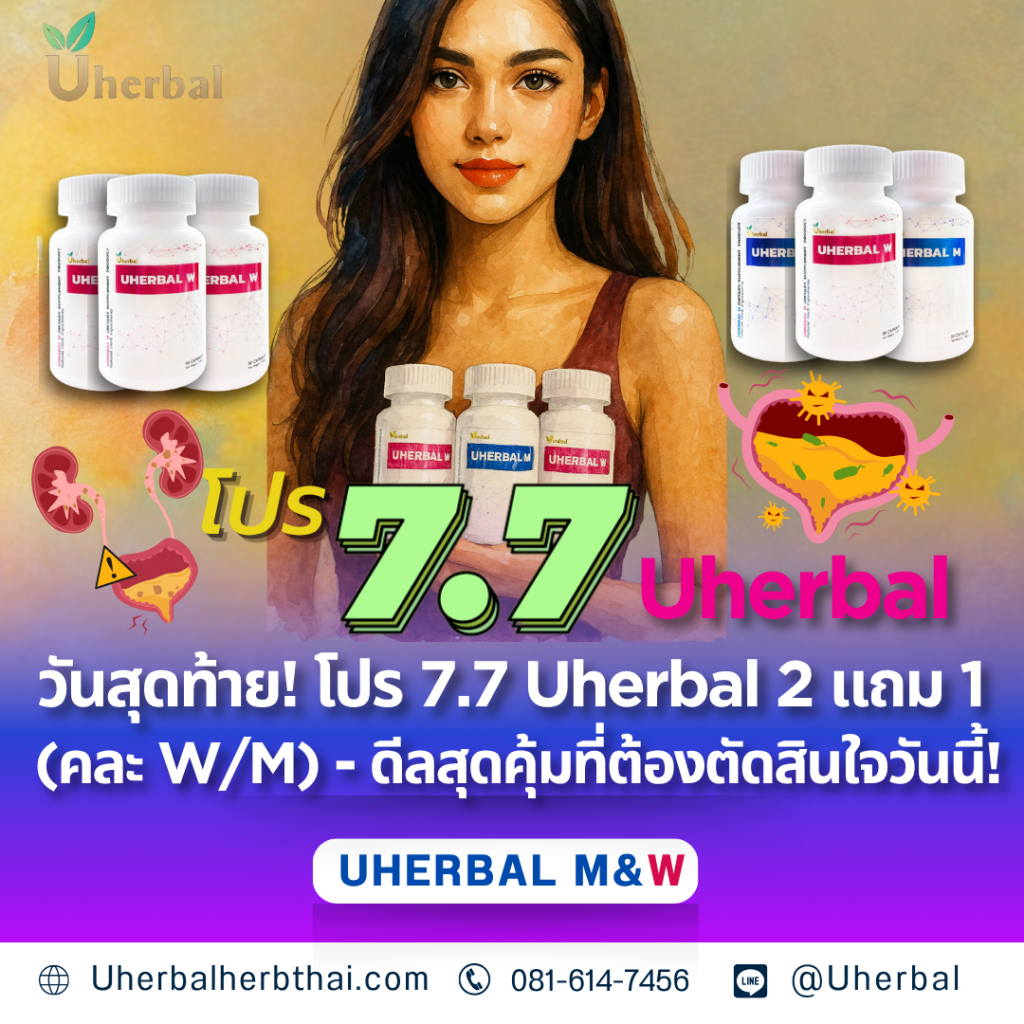 วันสุดท้าย! โปร 7.7 Uherbal 2 แถม 1 (คละ W/M) - ดีลสุดคุ้มที่ต้องตัดสินใจวันนี้!